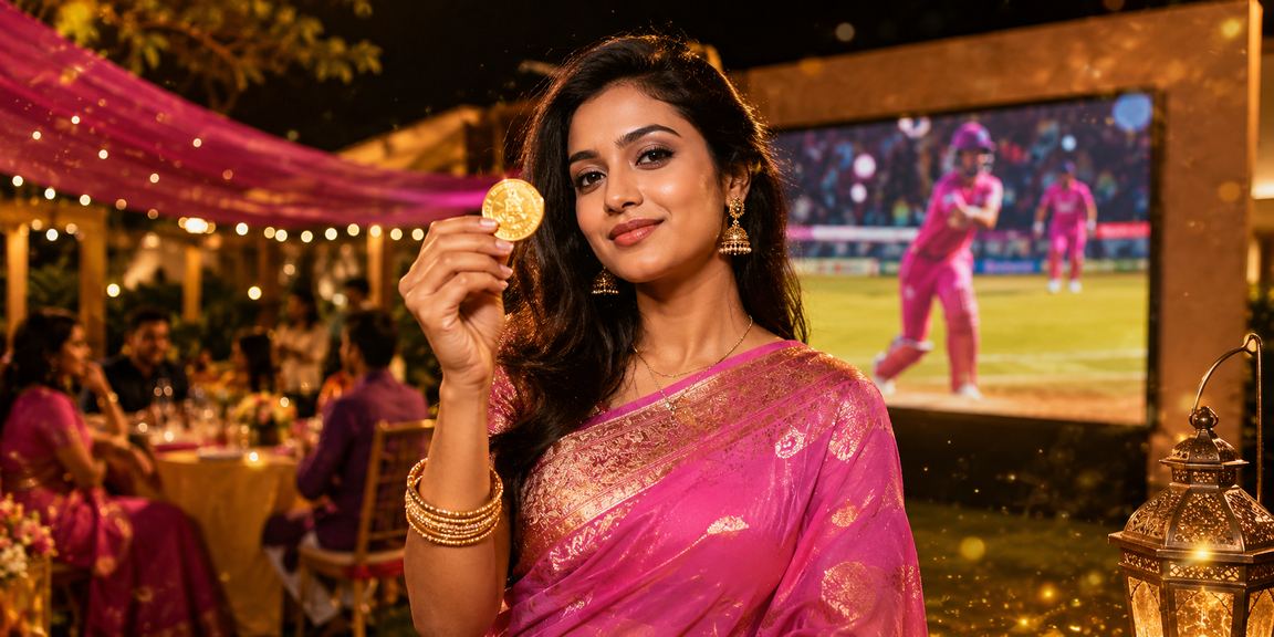 Cricket betting bonus display featuring a model in a saree in Gazipur